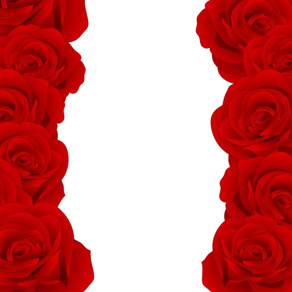 Beautiful Red Rose Border Rosa Isolated White Background Valentine Day — Stock Vector