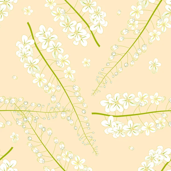 Fistule Cassia Fleur Douche Dorée Sur Fond Blanc Illustration Vectorielle — Image vectorielle