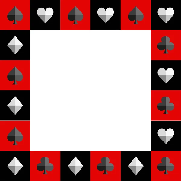 Cartão Suit Chess Board Red Black Border Vector Ilustração — Vetor de Stock