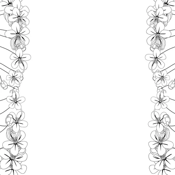 Cassia Fistel Goldener Duschblumenrand Auf Weißem Hintergrund Mit Kopierraum Vektorillustration — Stockvektor