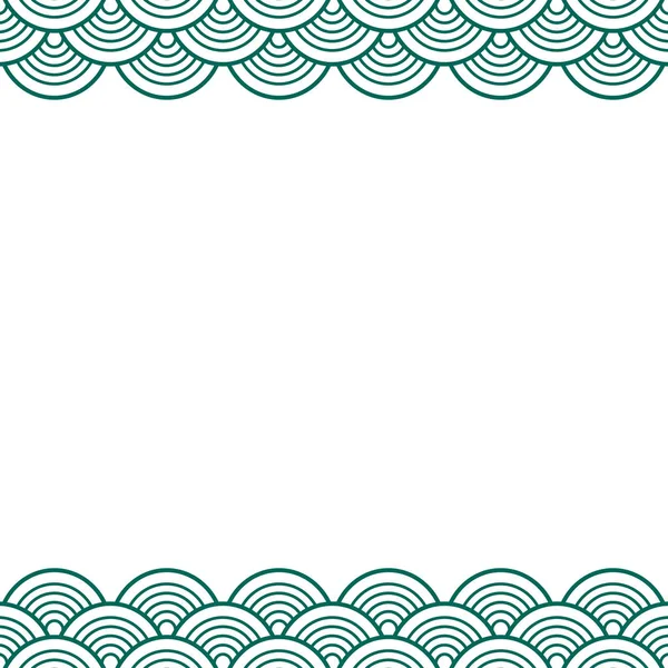 White Green Traditional Wave Japanese Chinese Seigaiha Border Vector Illustration — Stock Vector