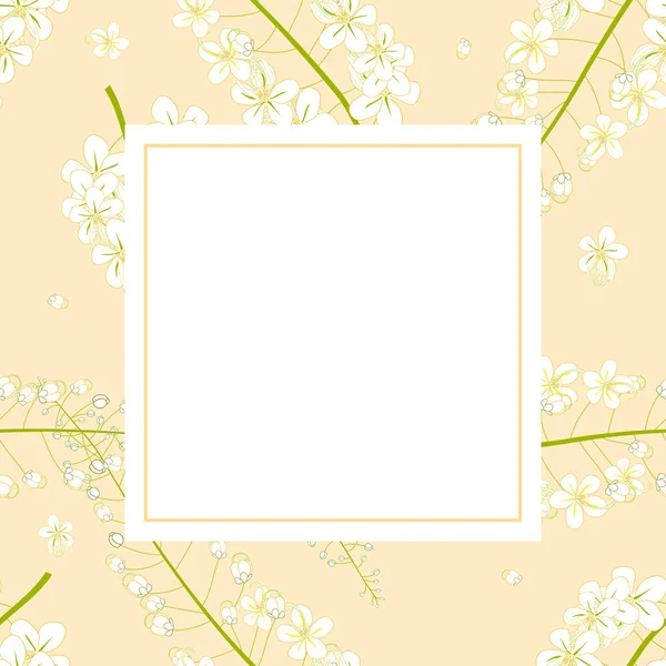 Cassia Fistula Golden Shower Flower Banner Card Inglês Ilustração Vetorial — Vetor de Stock