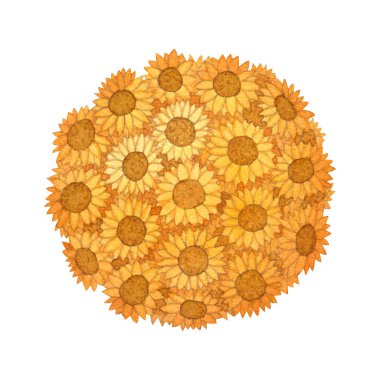 Ayçiçeği topu suluboya beyaz arka plan üzerinde izole. İllüstrasyon.