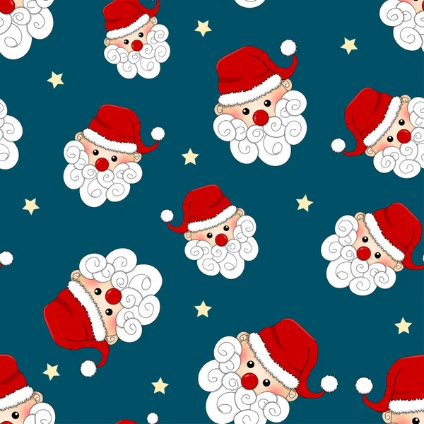 Babbo Natale Star Seamless Sfondo Blu Illustrazione Vettoriale — Vettoriale Stock