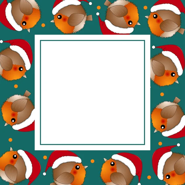 Red Robin Bird Santa Claus Green Banner Card Ilustración Vectorial — Archivo Imágenes Vectoriales