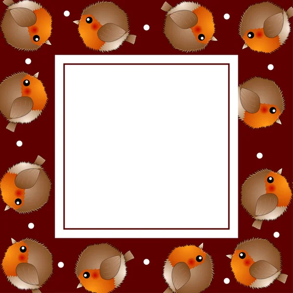 Red Robin Bird Sur Red Christmas Banner Card Illustration Vectorielle — Image vectorielle
