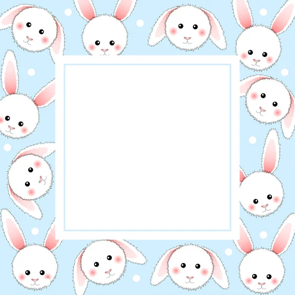 White Rabbit Light Blue Banner Card Ilustração Vetorial —  Vetores de Stock