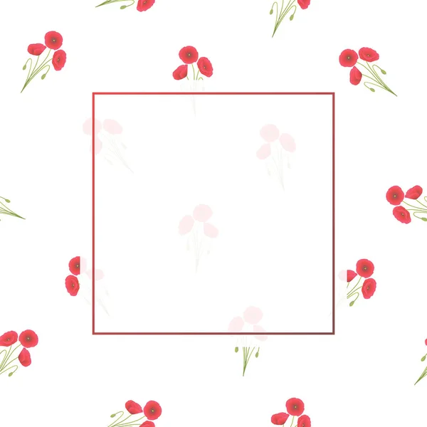 Red Corn Poppy Banner em fundo branco — Vetor de Stock