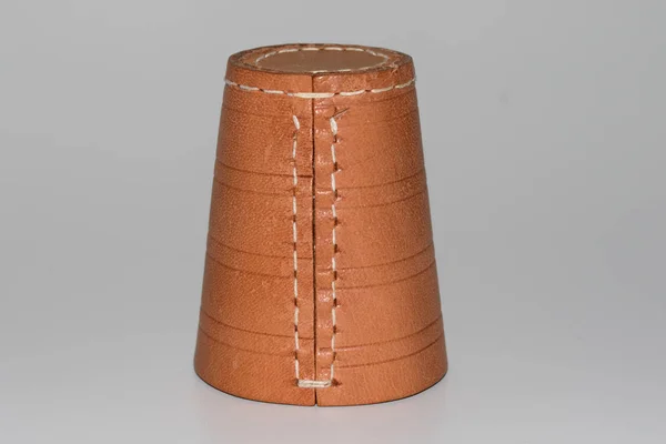 Leather Cubes Mug Focus Photographed Macro Close Cut Out — Stock Photo, Image