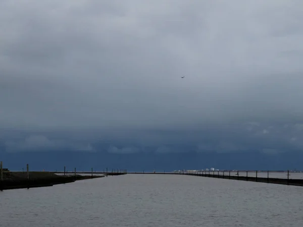 Een Close Van Noord Zee Haven Ingang Gefotografeerd Norddeich Mole — Stockfoto