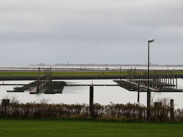 Nahaufnahme Der Landschaft Küstenblick Nordsee Und Norddeich Maulwurf Deutschland — Stockfoto