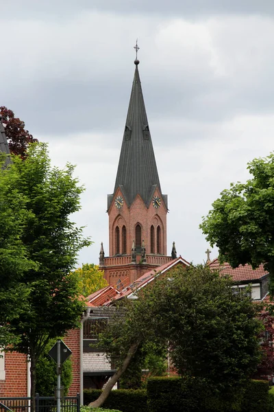 Closer View Church Steeple End Photographed Sightseeing Walk Nature Surrounding — Stock Photo, Image