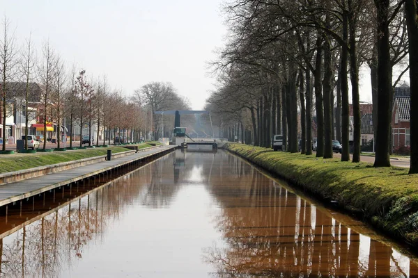 Weitwinkelblick Auf Kanal Ter Apel Niederlande Aufgenommen Während Eines Stadtrundgangs — Stockfoto