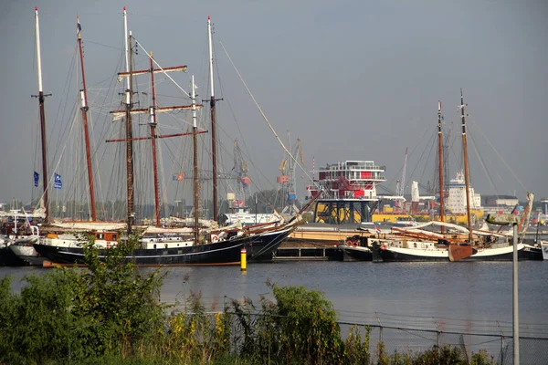 Vista Del Velero Los Barcos Primer Plano Puerto Amsterdam Fotografiados — Foto de Stock