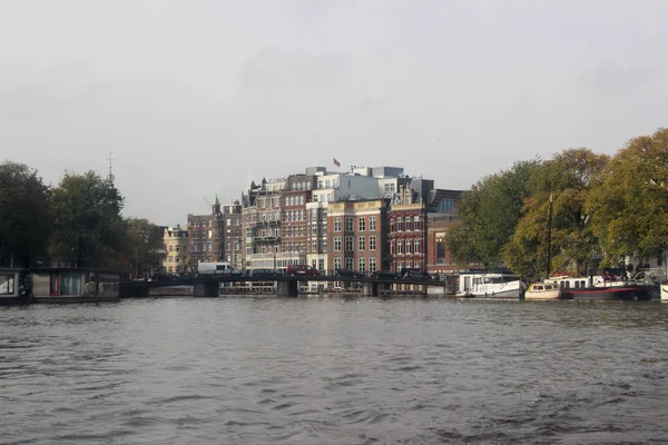 Vista Sobre Exterior Del Edificio Paisaje Río Amsterdam Fotografiado Sentido — Foto de Stock