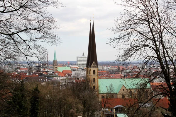 Blick Von Der Sparrenburg Bielefeld Auf Das Bauwerk Und Die — Stockfoto