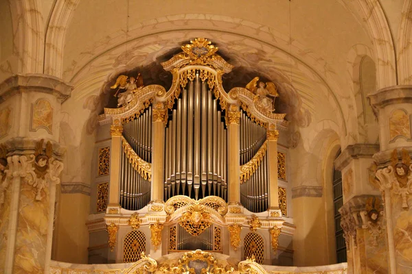 View Historical Organ Woman Church Dresden Sachsen Germany Photographed Multi — Stock Photo, Image