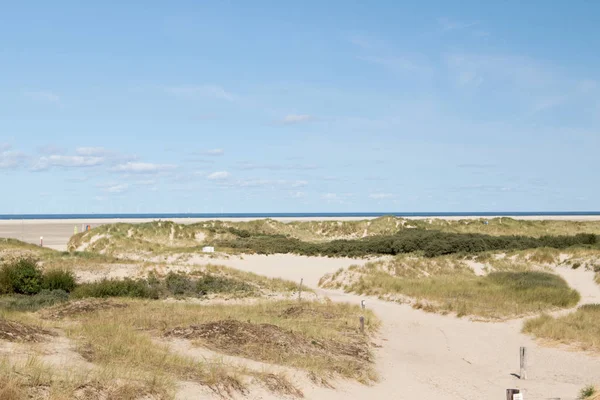 Uitzicht Zandduin Onder Een Blauwe Lucht Noord Zee Eiland Borkum — Stockfoto