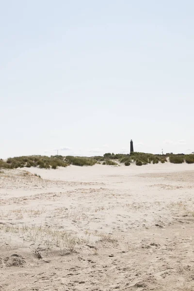 Weiter Blick Auf Den Weißen Sand Und Den Kirchturm Horizont — Stockfoto