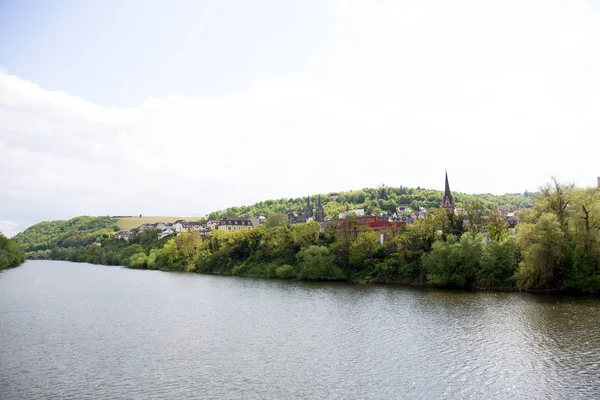 Utsikt Över Rhen Och Riverbank Bingen Main Hessen Tyskland Fotograferade — Stockfoto