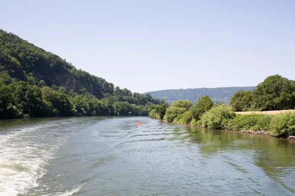 Vista Sobre Colinas Com Floresta Longo Neckar Fotografado Durante Passeio — Fotografia de Stock