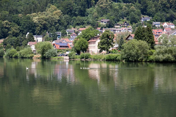 Vista Edifici Che Riflettono Nel Fiume Neckar Fotografato Durante Tour — Foto Stock