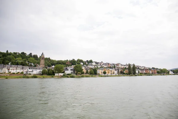 Fernsicht Auf Eine Gebäudefassade Rhein Koblenz Und Umgebung Aufgenommen Bei — Stockfoto