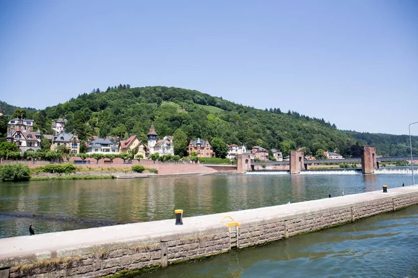 Vista Sul Paesaggio Neckar Germania Heidelberg Fotografato Durante Tour Nave — Foto Stock