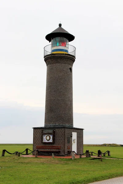 Vista Più Vicino Faro Sul Mare Settentrionale Isola Juist Germania — Foto Stock