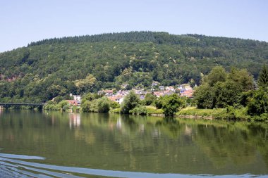 Heidelberg 'deki nekkar nehrinin kıyısındaki ağaçlık alanda Almanya' da gemiyle Almanya 'da bir tur sırasında çekilmiş.