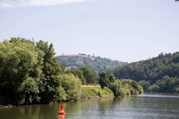 Vista Distanza Sul Paesaggio Sul Fiume Neckar Heidelberg Germania Fotografato — Foto Stock