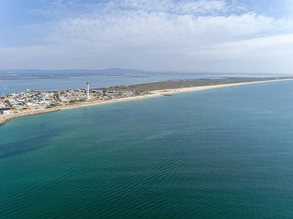 Vista Aérea Hermosa Ilha Farol Isla Del Faro Ria Formosa —  Fotos de Stock