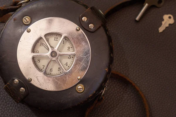 Close Tiro Relógio Relógio 1947 Antigo Relógio Mecânico Usado Por — Fotografia de Stock