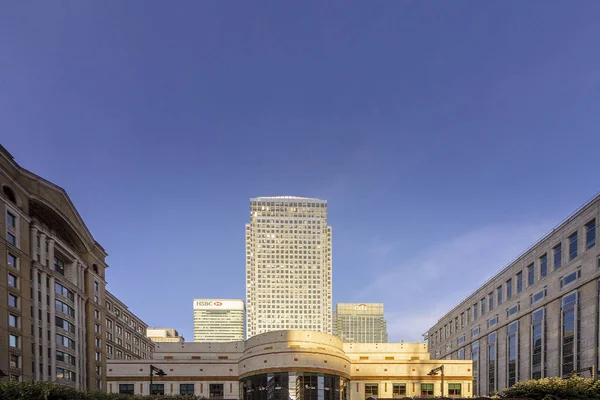 Canary Wharf Nad Rzeką Ląd Zatoka Nowoczesnych Budynków London City — Zdjęcie stockowe