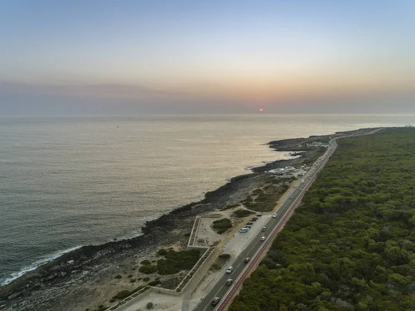 Aerial Sunset Seascape Coastline Cascais Hiking Panoramic Nature View Attraction — Stock Photo, Image