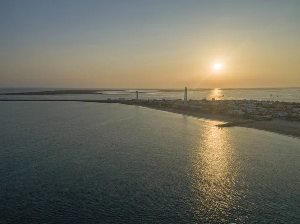 Vista Aérea Del Atardecer Hermosa Ilha Farol Isla Del Faro —  Fotos de Stock