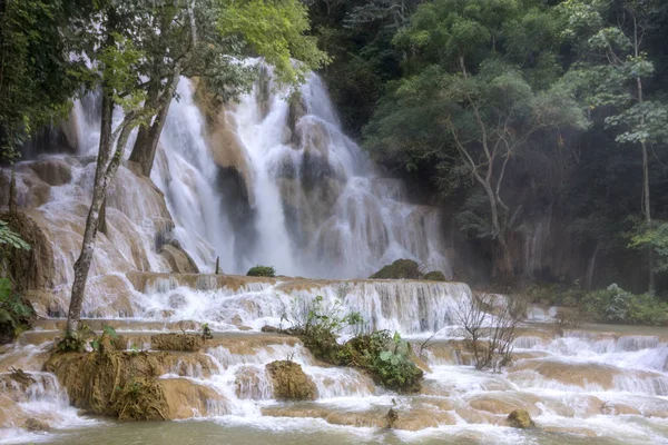 Kuang Berömd Destination Vattenfall Luang Prabang Distriktet Laos — Stockfoto