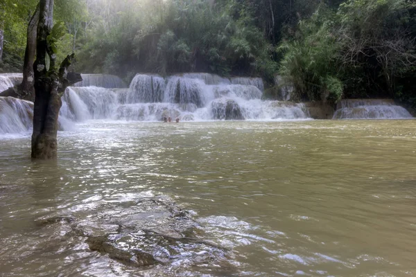 Kuang Berömd Destination Vattenfall Luang Prabang Distriktet Laos — Stockfoto
