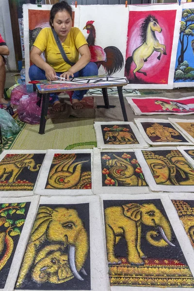 Luang Prabang Laos Octobre 2018 Marché Aux Souvenirs Traditionnel Nocturne — Photo