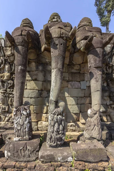 Terrazza Degli Elefanti Dettaglio Angkor Thom Ultima Più Duratura Capitale — Foto Stock
