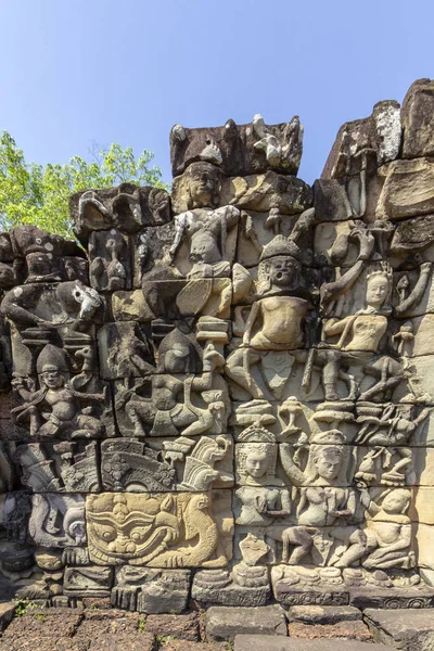 Terasa Slonů Podrobností Angkor Thom Poslední Nejtrvalejších Hlavní Město Khmerské — Stock fotografie