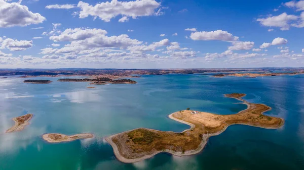 Vista Aérea Del Lago Artificial Presa Alqueva Cerca Playa Del —  Fotos de Stock