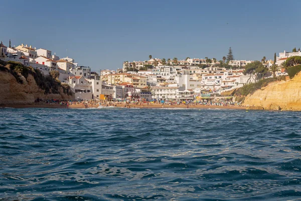 Village Typique Carvoeiro Plage Vue Bord Mer Dans Région Touristique — Photo