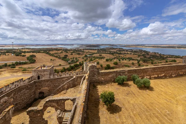 Mora Medieval Castelo Vista Com Alentejo Região Famosa Destino Turístico — Fotografia de Stock