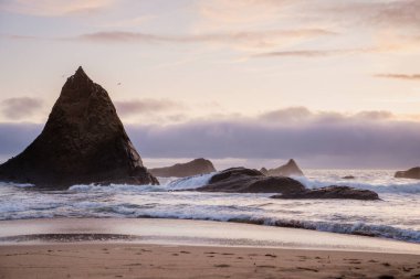 Kumsalda pembe gün batımı