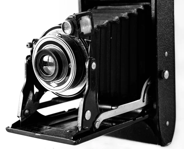 Black Vintage Film Camera Early 1900 Black Film Camera Fold — Stock Photo, Image