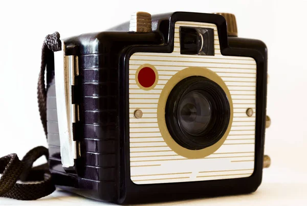 1950 Vintage Camera Plastic Body Con Tracolla Tessuto Telecamera Manuale Immagine Stock