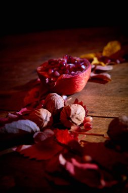 Sonbahar kompozisyon ahşap arka plan