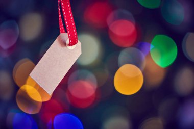 Noel etiketi bokeh ışık ile