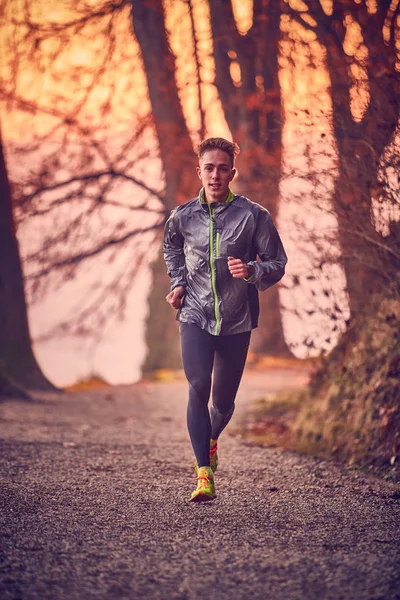 Runner park güneş sonbaharda açık 